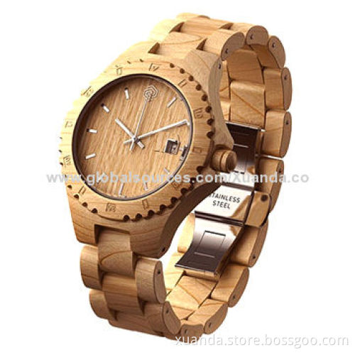 New style wooden watches, 100% 30 meters waterproof, natural maple material